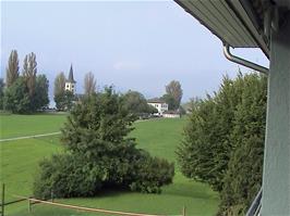 View to St Martin's Church, Jona-Rapperswil, and Lake Ober beyond